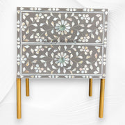 Carl MOP Inlay 2 Drawer Bedside Brownish Grey 5