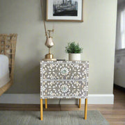 Carl MOP Inlay 2 Drawer Bedside Brownish Grey 1