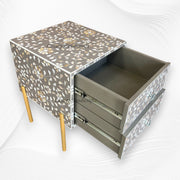 Carl MOP Inlay 2 Drawer Bedside Brownish Grey 3