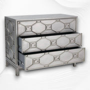 Chatham Hollywood Regency Silver Metal 3 Drawer Dresser 2