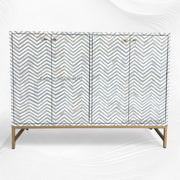 Chevron Bone Inlay Media Console Grey 1