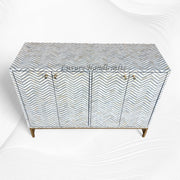 Chevron Bone Inlay Media Console Grey 2