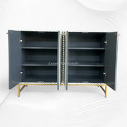 Chevron Bone Inlay Media Console Grey 3