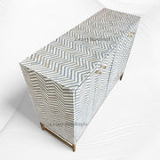 Chevron Bone Inlay Media Console Grey 4