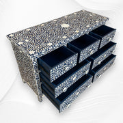 Dark Blue Mother of Pearl Inlay Chest Of 7 Drawers 3