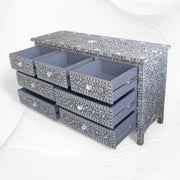 Dark Grey Mother Of Pearl Inlay Chest Of 7 Drawers Large