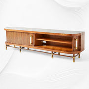 Deluxe Tamboured Media Cabinet Brown 3