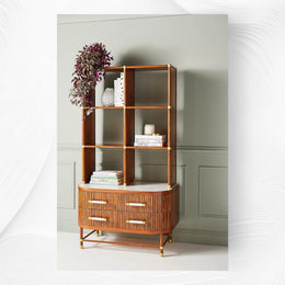 Deluxe Tamboured Bookshelf Cabinet Brown 1