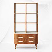 Deluxe Tamboured Bookshelf Cabinet Brown 2