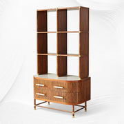 Deluxe Tamboured Bookshelf Cabinet Brown 3