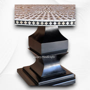 Diamond MOP Inlay Round Dining Table Black 4