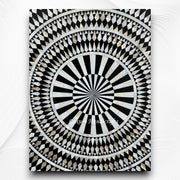 Diamond MOP Inlay Round Dining Table Top Black 2