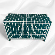 Dot Bone Inlay 9 Drawer Chest Dark Green 4