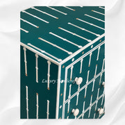 Dot Bone Inlay 9 Drawer Chest Dark Green 3