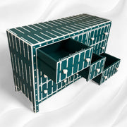 Dot Bone Inlay 9 Drawer Chest Dark Green 2