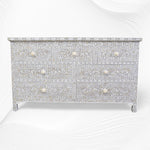 Dove Grey Mother Of Pearl Inlay Chest Of 7 Drawers Large 6