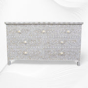 Dove Grey Mother Of Pearl Inlay Chest Of 7 Drawers Large 6