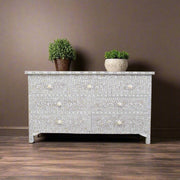 Dove Grey Mother Of Pearl Inlay Chest Of 7 Drawers Large