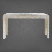 Elegant bone inlay console table with curved edges