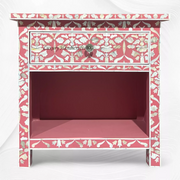 Elke pink nightstand with drawer, pearl inlay furniture