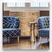 Embossed Brass Side Table Cylindrical Shape 3