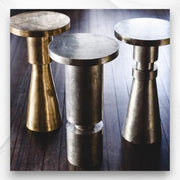 Embossed Brass Side Table Cylindrical Shape 4