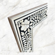 Embossed Bone Inlay Floral Mirror Square 3