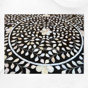 Emi Floral Mother of Pearl Inlay Dining Table Black 3