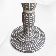 Emi Floral Mother of Pearl Inlay Dining Table Grey 4