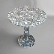 Emi Floral Mother of Pearl Inlay Dining Table Grey 1