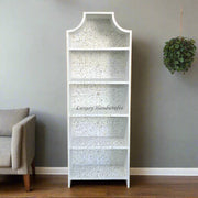Floral Mother of Pearl Inlay Book Shelf White 1