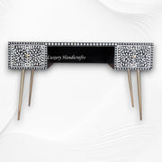 Floral Bone Inlay 2 Drawer Desk Black 4