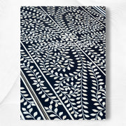 Floral Bone Inlay 8 Seater Dining Table Navy Blue