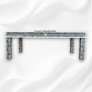 Floral Bone Inlay 8 Seater Dining Table Navy Blue