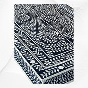 Floral Bone Inlay 8 Seater Dining Table Navy Blue