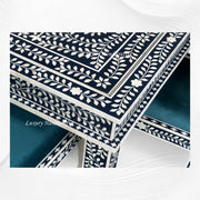 Floral Bone Inlay 8 Seater Dining Table Set Blue 6