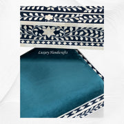 Floral Bone Inlay 8 Seater Dining Table Set Blue 5