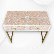 Floral MOP Inlay Console 2 Drawer Nude Pink 2