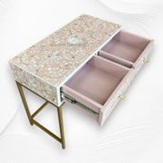 Floral MOP Inlay Console 2 Drawer Nude Pink 3