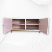 Floral MOP Inlay Low Cabinet 2 Door Nude Pink 4