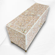 Floral MOP Inlay Low Cabinet 2 Door Nude Pink 2