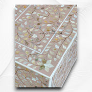 Floral MOP Inlay Low Cabinet 2 Door Nude Pink 3