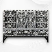 Floral MOP Inlay Bathroom Vanity Black 7