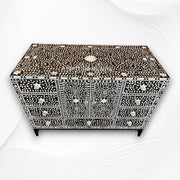 Floral MOP Inlay Bathroom Vanity Black 6