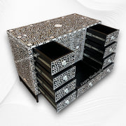 Floral MOP Inlay Bathroom Vanity Black 3