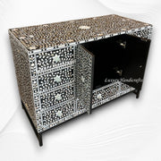 Floral MOP Inlay Bathroom Vanity Black 4