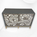 Flower Bone Inlay 2 Door Cabinet Dusk Iron Base 2