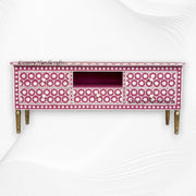 Flower Bone Inlay TV Unit with Drawers Pink 7
