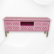 Flower Bone Inlay TV Unit with Drawers Pink 6