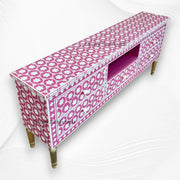 Flower Bone Inlay TV Unit with Drawers Pink 2